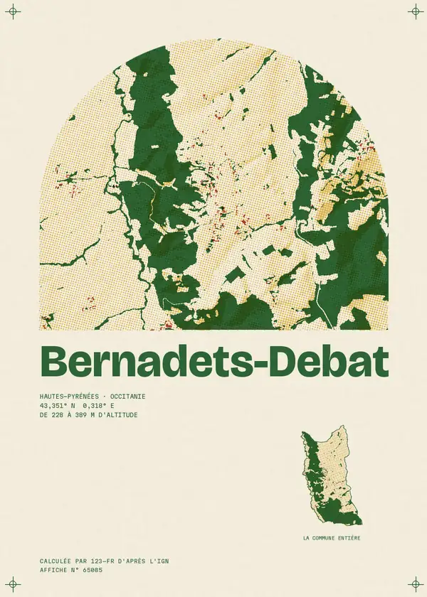 Affiche de Bernadets-Debat, calculée par 123-fr d'après l'IGN