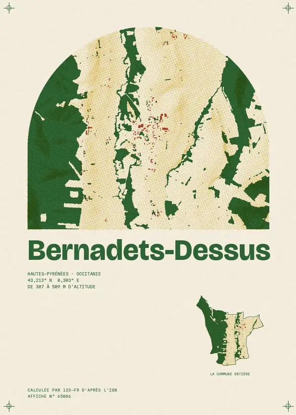 Affiche de Bernadets-Dessus, calculée par 123-fr d'après l'IGN