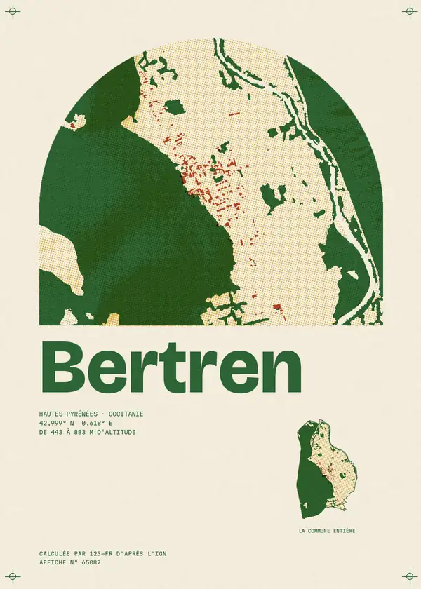 Affiche de Bertren, calculée par 123-fr d'après l'IGN