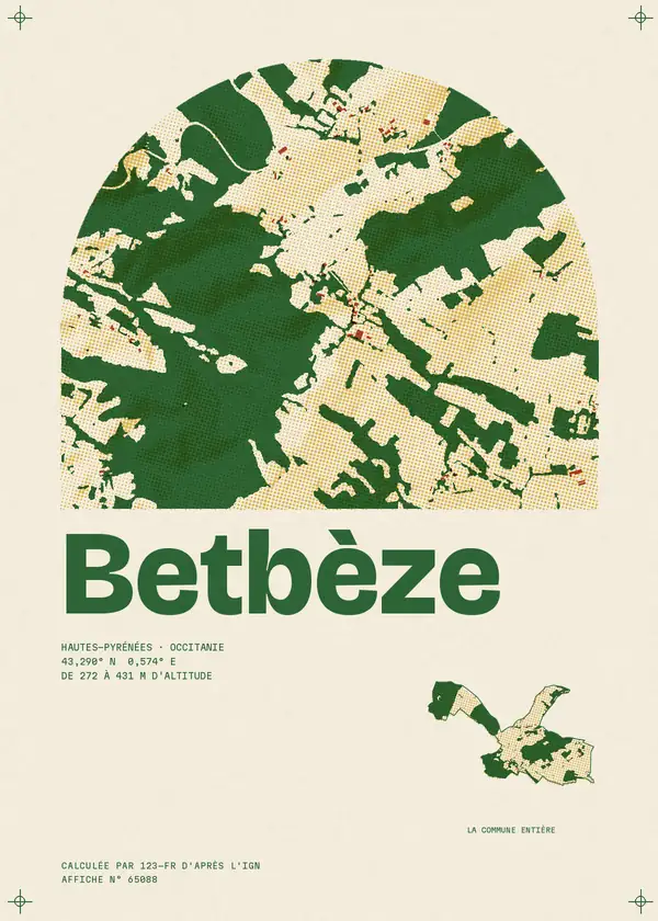 Affiche de Betbèze, calculée par 123-fr d'après l'IGN