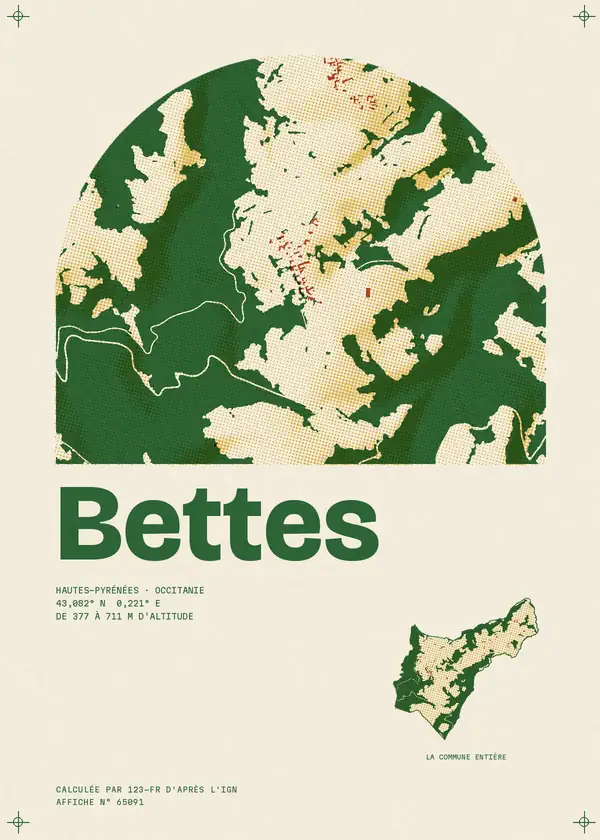 Affiche de Bettes, calculée par 123-fr d'après l'IGN