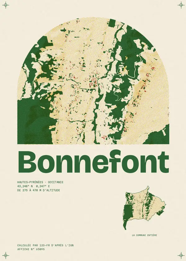 Affiche de Bonnefont, calculée par 123-fr d'après l'IGN