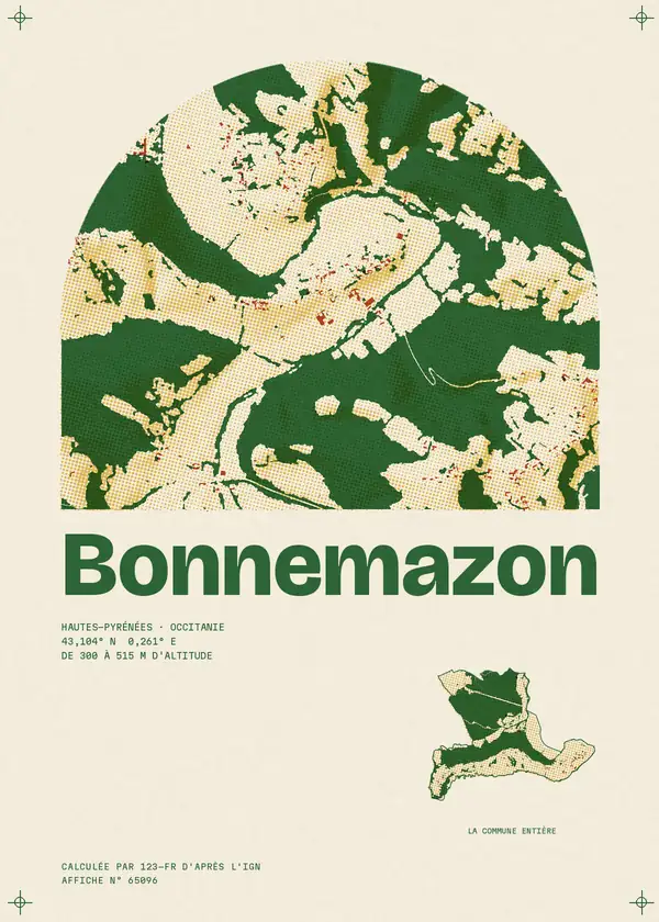 Affiche de Bonnemazon, calculée par 123-fr d'après l'IGN