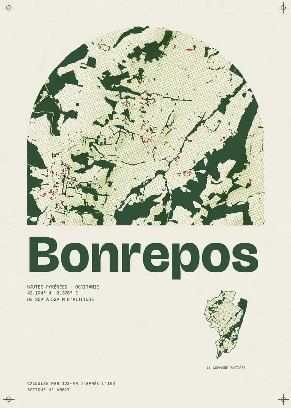 Affiche de Bonrepos, calculée par 123-fr d'après l'IGN