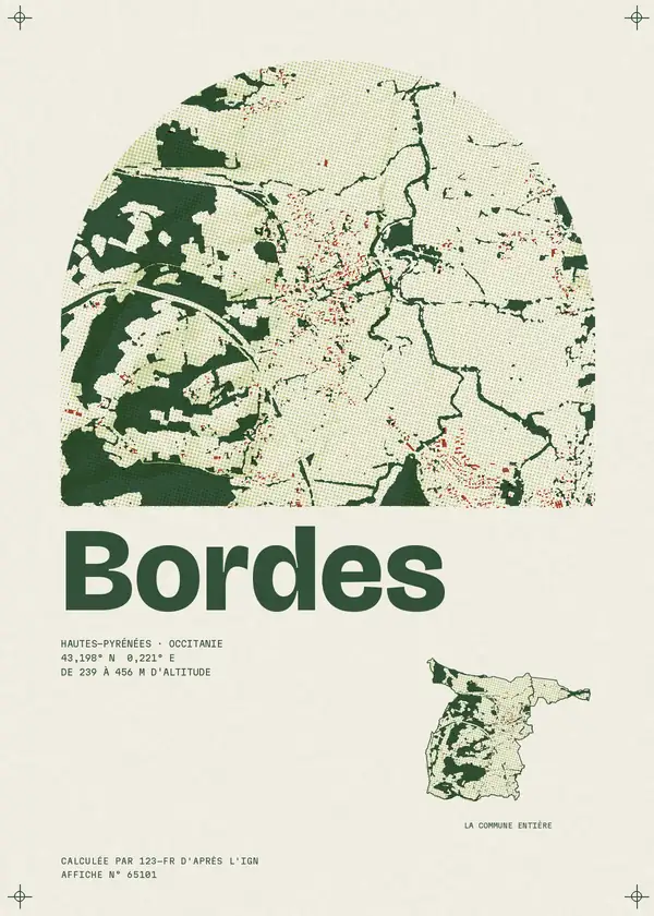 Affiche de Bordes, calculée par 123-fr d'après l'IGN