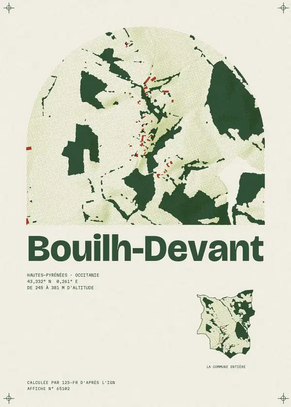 Affiche de Bouilh-Devant, calculée par 123-fr d'après l'IGN