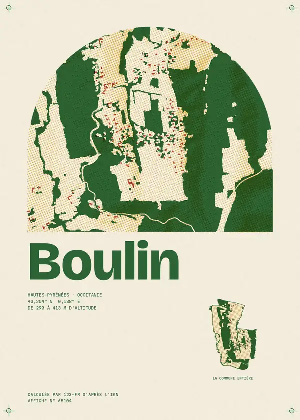 Affiche de Boulin, calculée par 123-fr d'après l'IGN
