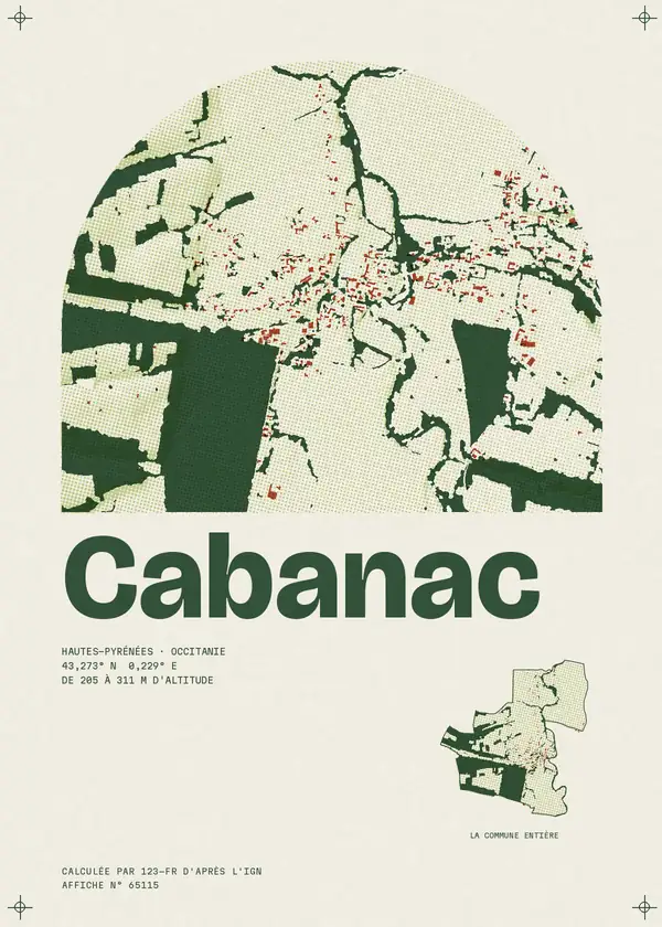 Affiche de Cabanac, calculée par 123-fr d'après l'IGN