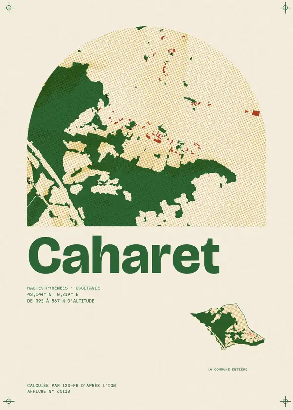 Affiche de Caharet, calculée par 123-fr d'après l'IGN