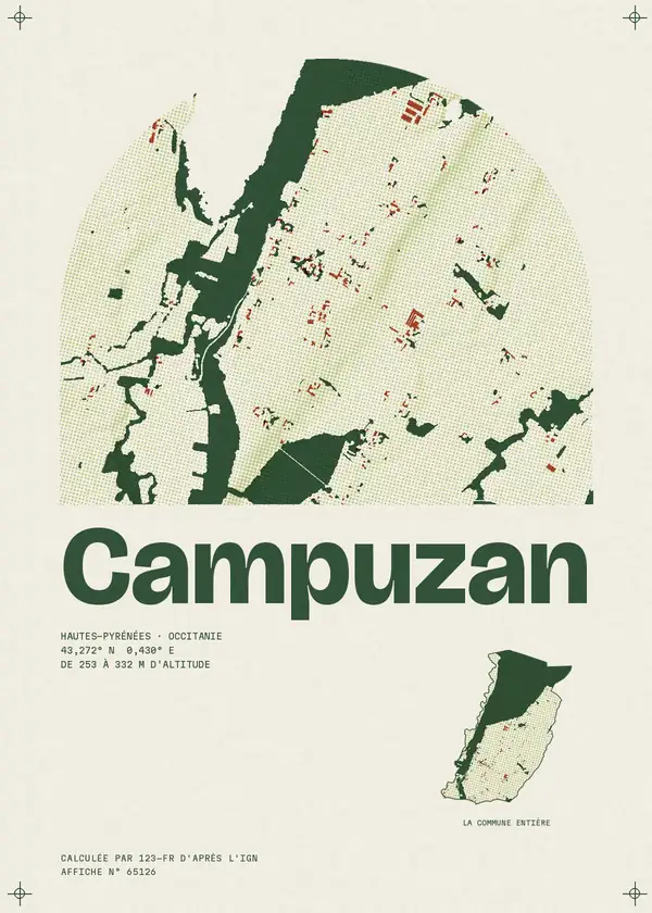 Affiche de Campuzan, calculée par 123-fr d'après l'IGN