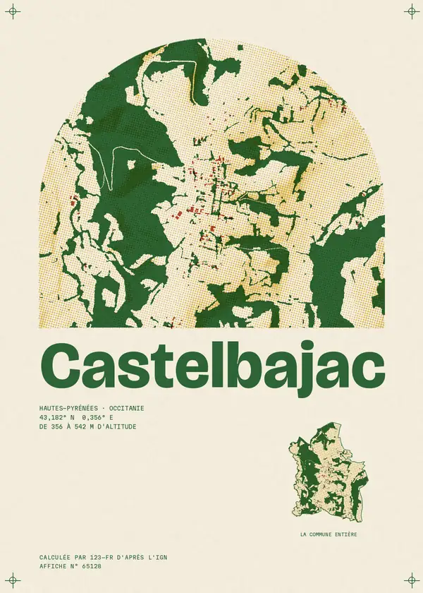Affiche de Castelbajac, calculée par 123-fr d'après l'IGN