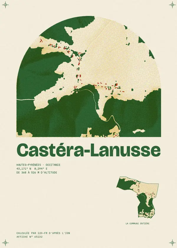Affiche de Castéra-Lanusse, calculée par 123-fr d'après l'IGN