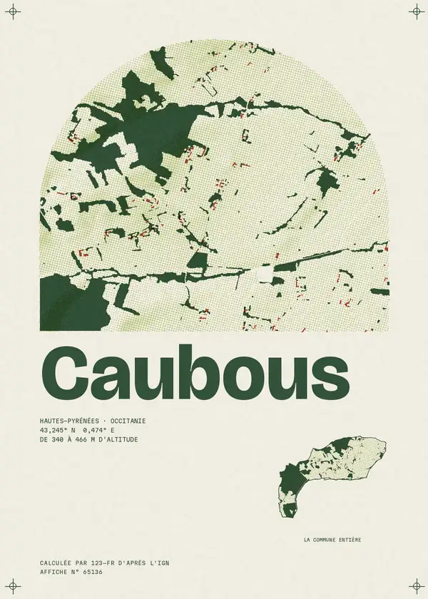 Affiche de Caubous, calculée par 123-fr d'après l'IGN