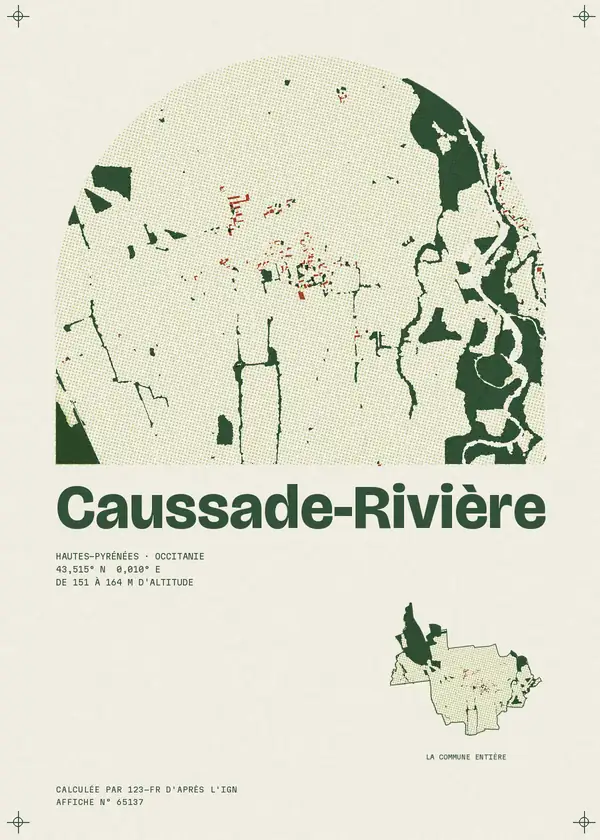 Affiche de Caussade-Rivière, calculée par 123-fr d'après l'IGN