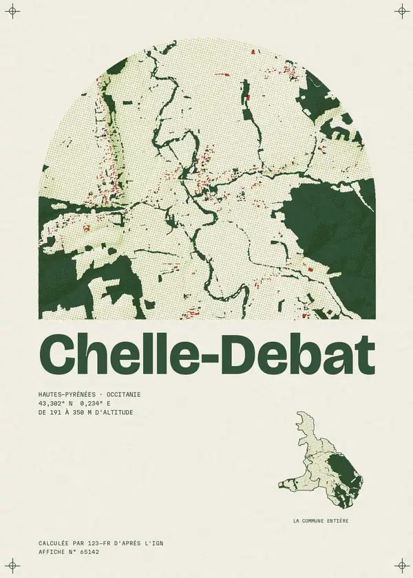Affiche de Chelle-Debat, calculée par 123-fr d'après l'IGN
