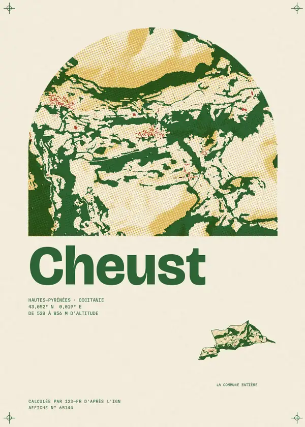 Affiche de Cheust, calculée par 123-fr d'après l'IGN