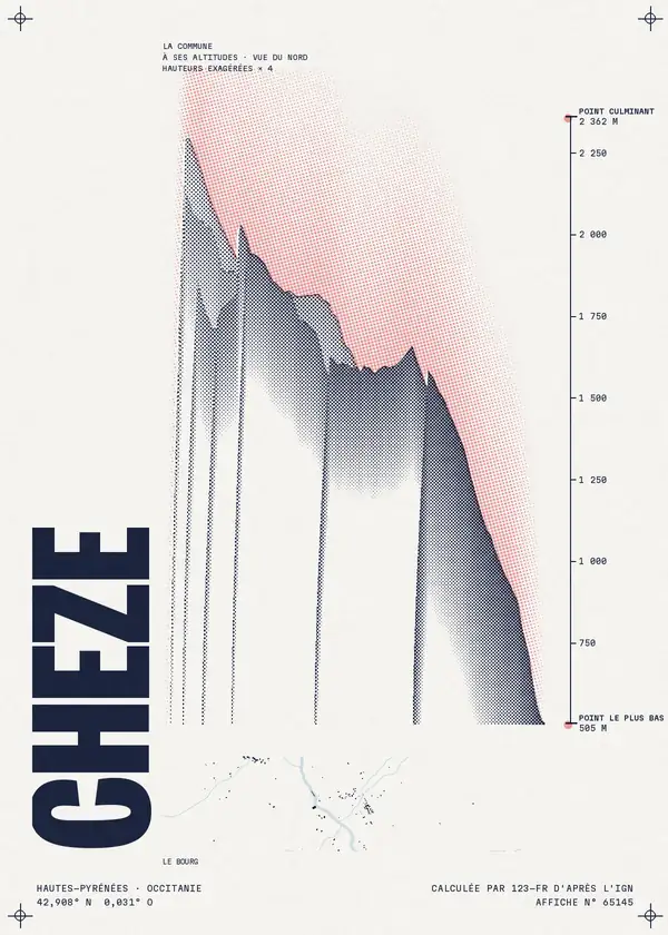 Affiche de Chèze, calculée par 123-fr d'après l'IGN