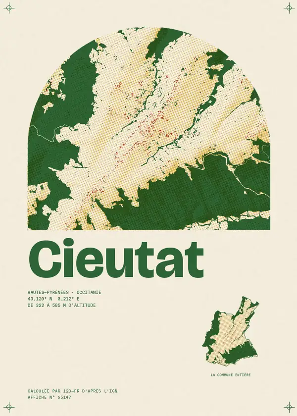 Affiche de Cieutat, calculée par 123-fr d'après l'IGN