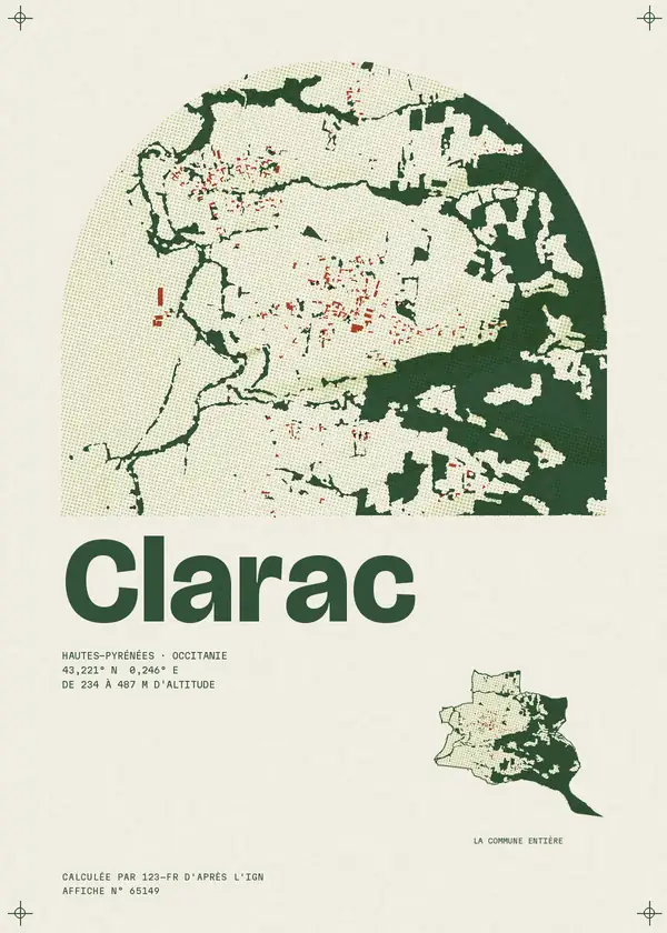 Affiche de Clarac, calculée par 123-fr d'après l'IGN
