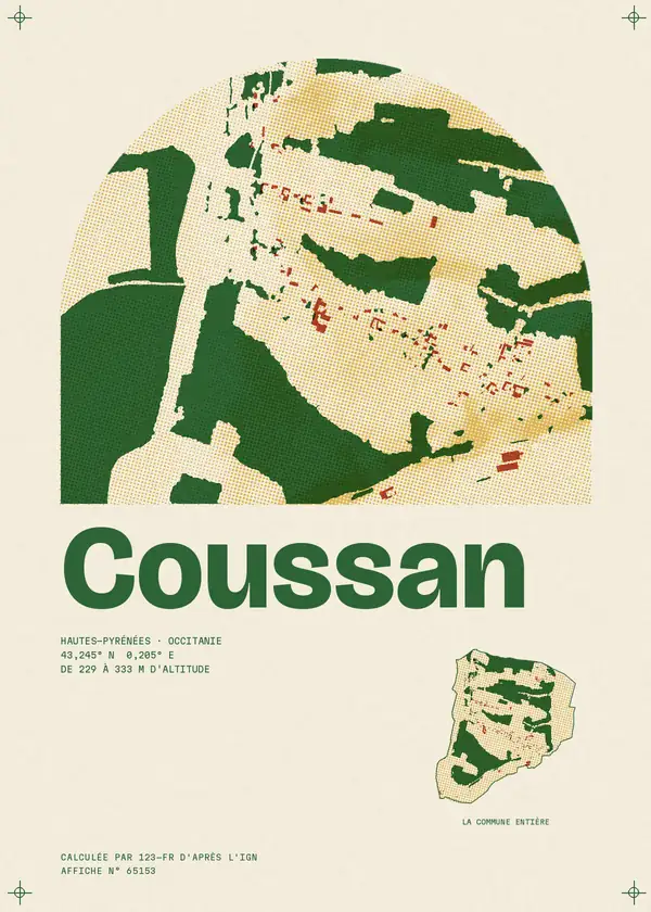 Affiche de Coussan, calculée par 123-fr d'après l'IGN