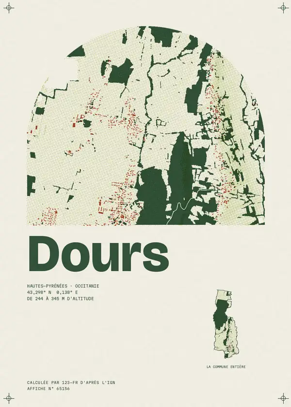 Affiche de Dours, calculée par 123-fr d'après l'IGN