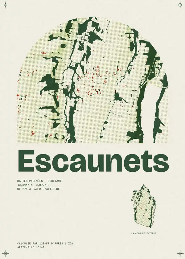 Affiche de Escaunets, calculée par 123-fr d'après l'IGN