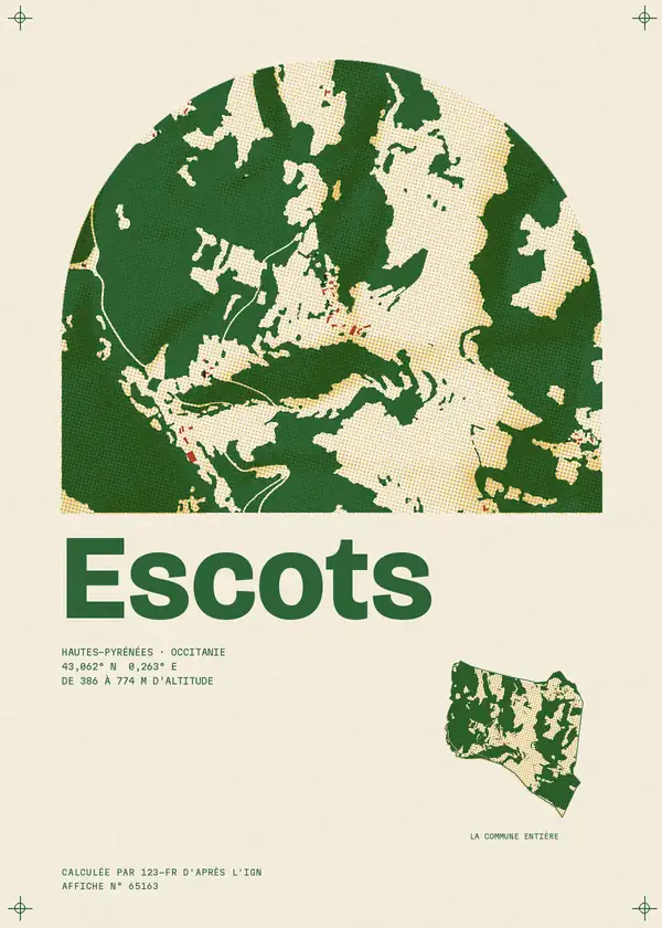 Affiche de Escots, calculée par 123-fr d'après l'IGN