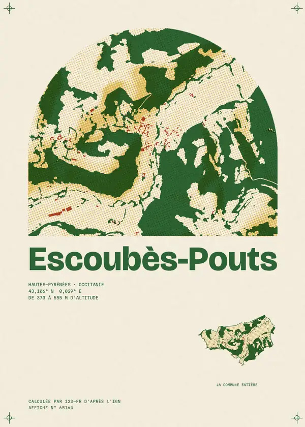 Affiche de Escoubès-Pouts, calculée par 123-fr d'après l'IGN