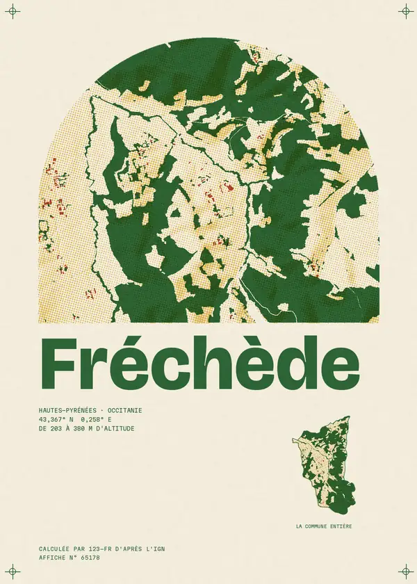 Affiche de Fréchède, calculée par 123-fr d'après l'IGN