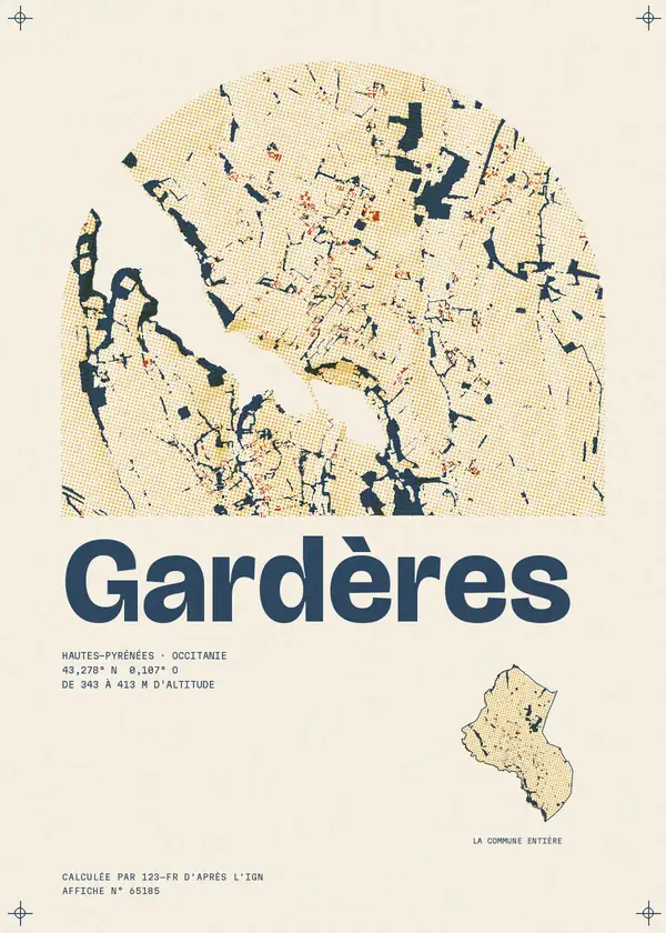 Affiche de Gardères, calculée par 123-fr d'après l'IGN