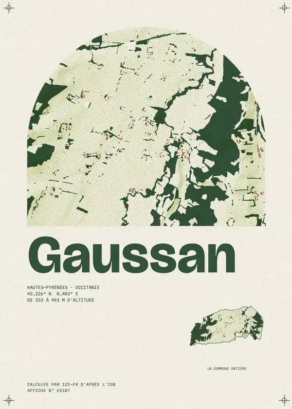 Affiche de Gaussan, calculée par 123-fr d'après l'IGN