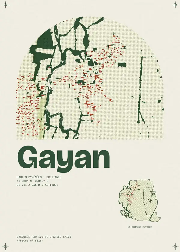 Affiche de Gayan, calculée par 123-fr d'après l'IGN