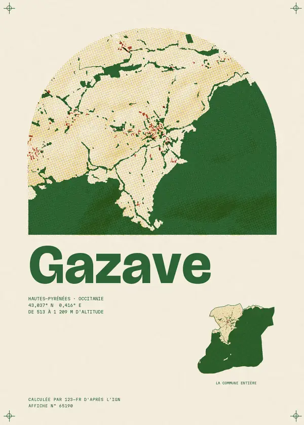 Affiche de Gazave, calculée par 123-fr d'après l'IGN