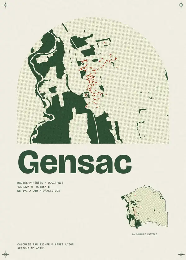 Affiche de Gensac, calculée par 123-fr d'après l'IGN