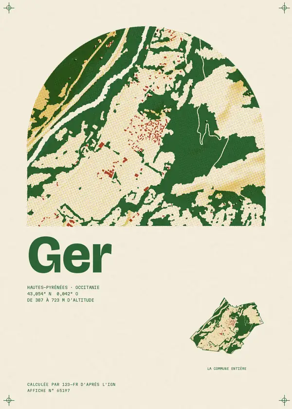 Affiche de Ger, calculée par 123-fr d'après l'IGN