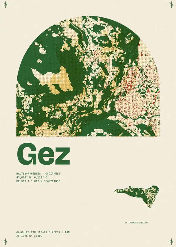 Affiche de Gez, calculée par 123-fr d'après l'IGN