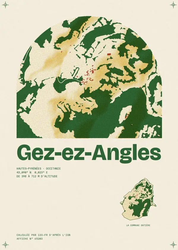 Affiche de Gez-ez-Angles, calculée par 123-fr d'après l'IGN