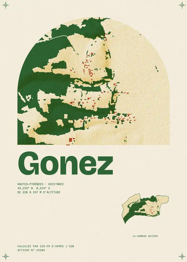 Affiche de Gonez, calculée par 123-fr d'après l'IGN