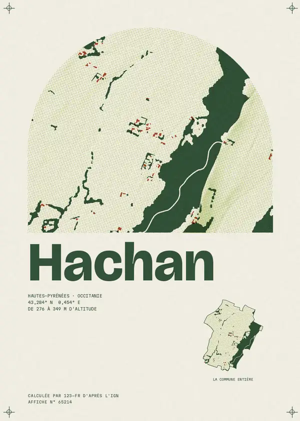 Affiche de Hachan, calculée par 123-fr d'après l'IGN