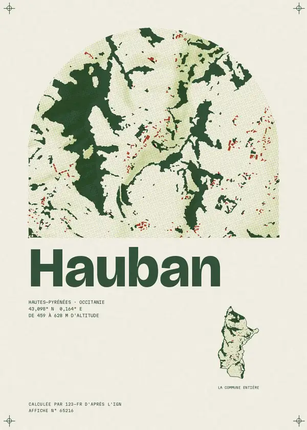 Affiche de Hauban, calculée par 123-fr d'après l'IGN