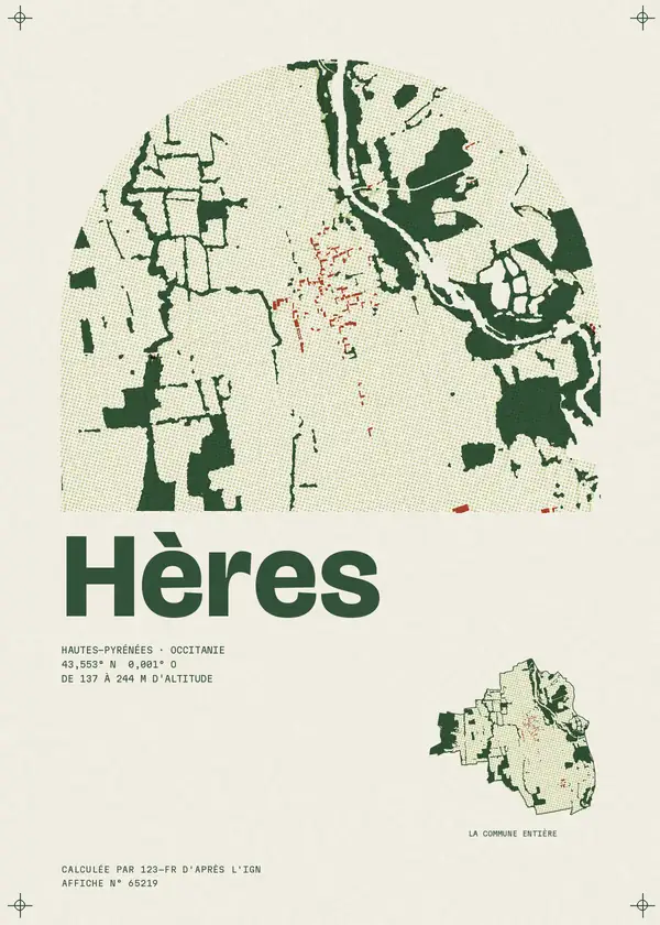 Affiche de Hères, calculée par 123-fr d'après l'IGN