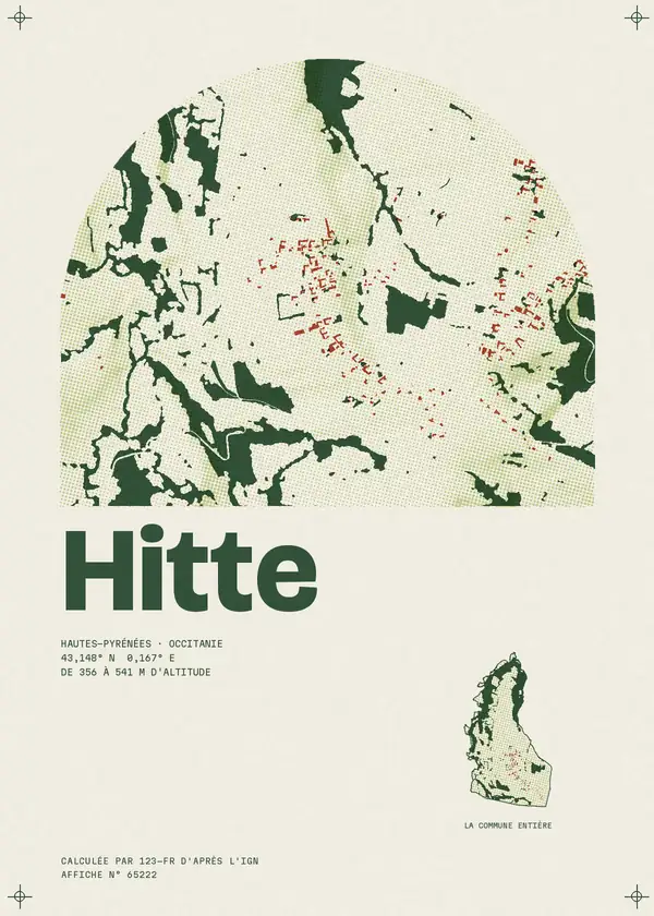 Affiche de Hitte, calculée par 123-fr d'après l'IGN