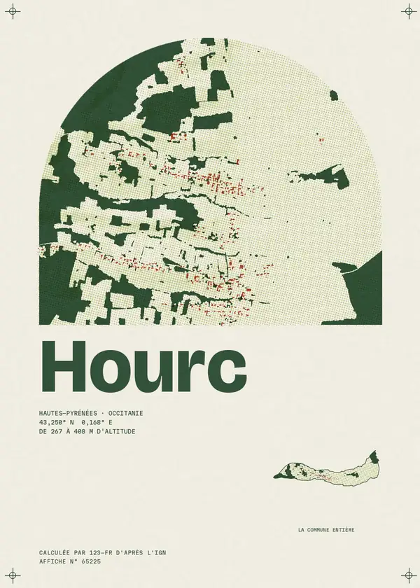 Affiche de Hourc, calculée par 123-fr d'après l'IGN