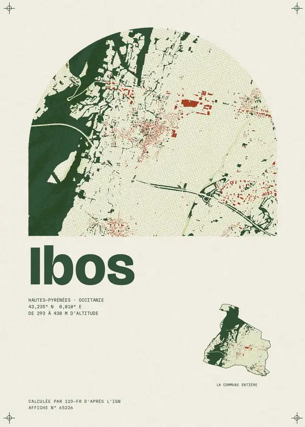 Affiche de Ibos, calculée par 123-fr d'après l'IGN