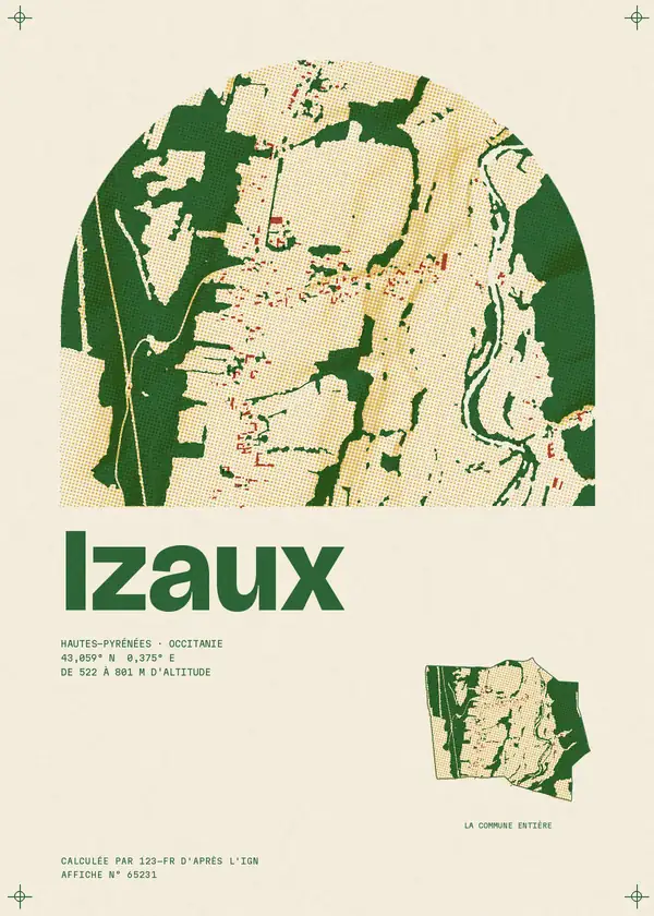 Affiche de Izaux, calculée par 123-fr d'après l'IGN