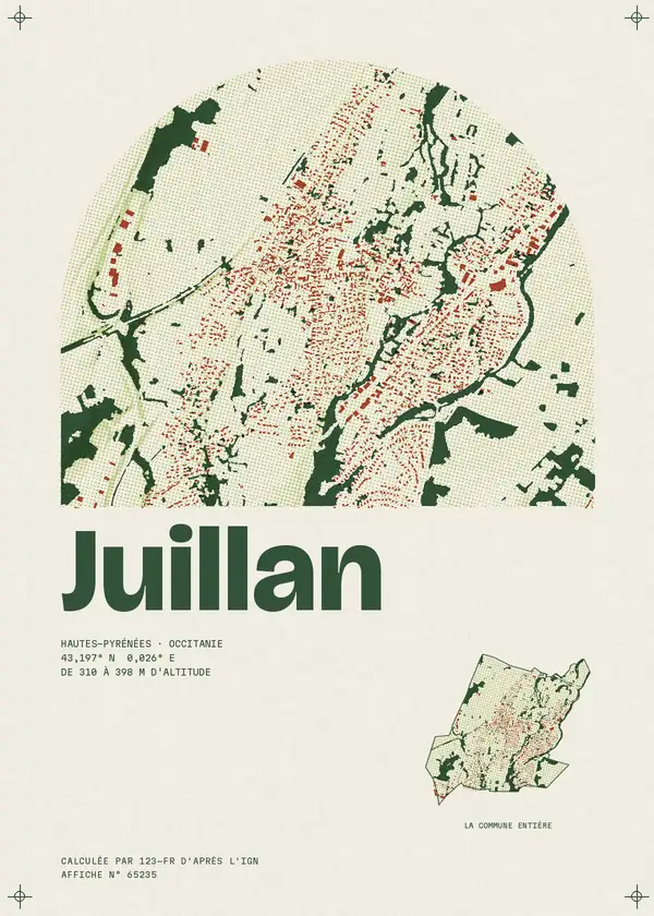 Affiche de Juillan, calculée par 123-fr d'après l'IGN