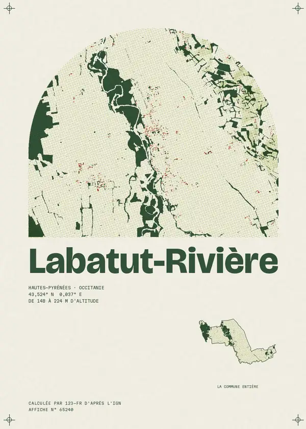Affiche de Labatut-Rivière, calculée par 123-fr d'après l'IGN