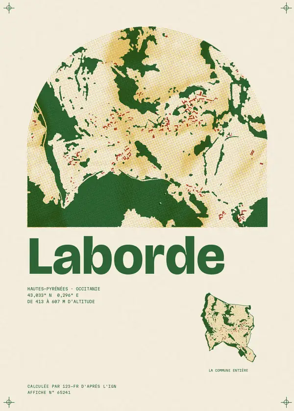 Affiche de Laborde, calculée par 123-fr d'après l'IGN