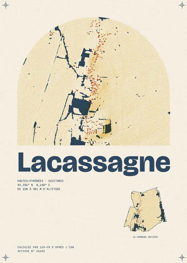 Affiche de Lacassagne, calculée par 123-fr d'après l'IGN