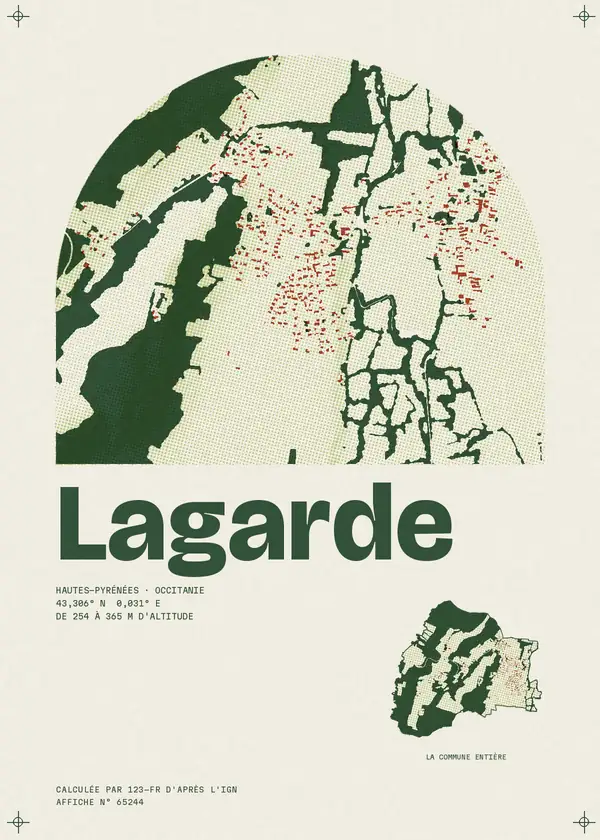 Affiche de Lagarde, calculée par 123-fr d'après l'IGN